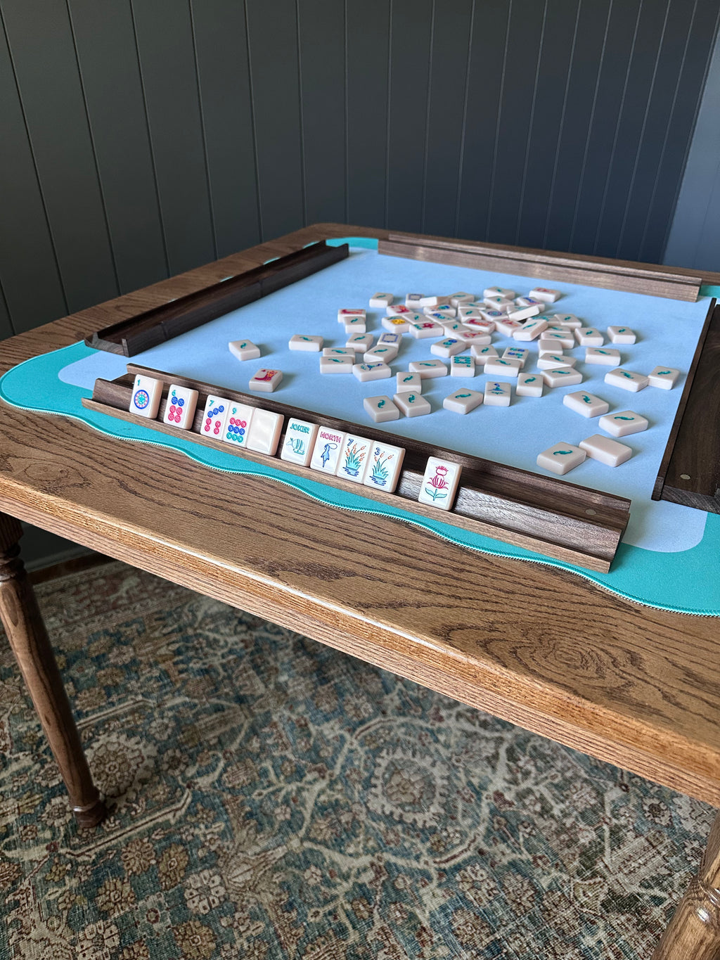 Walnut Mahjong Tile Racks (Set of 4)