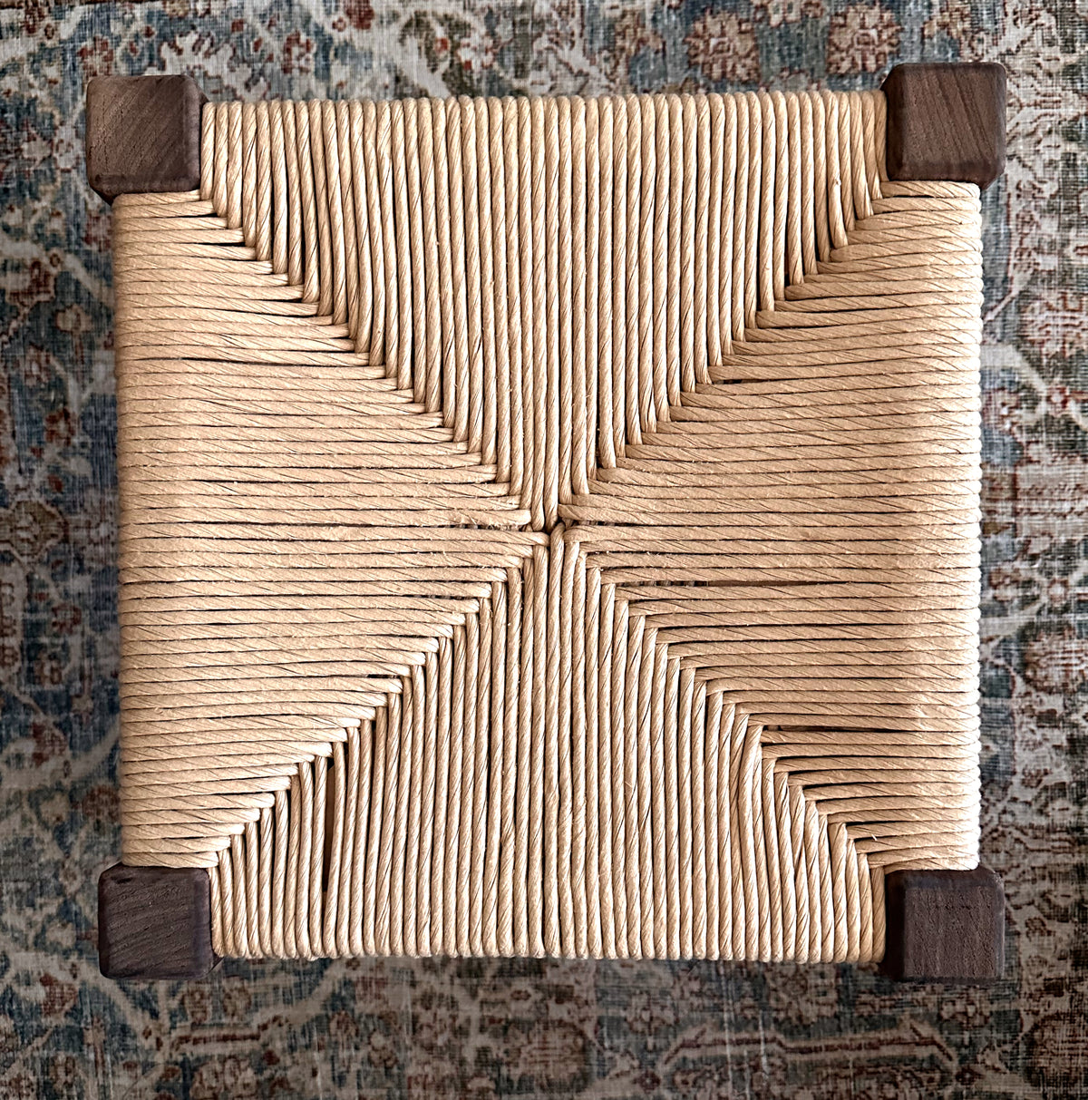 Walnut Hand-Rushed Stool